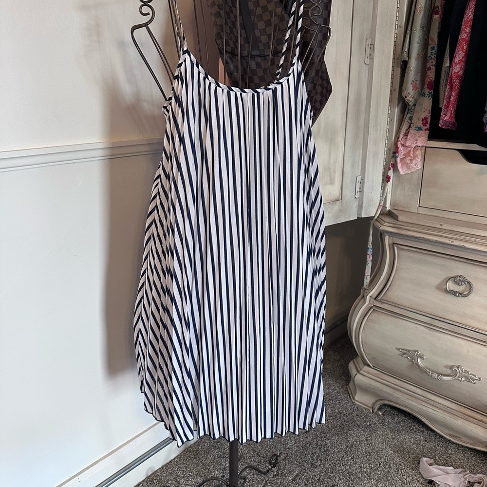 Hem & Thread Black and White Striped Midi Dress